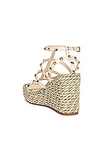 Valentino Garavani Rockstud Torchon Espadrille Wedges in Light Ivory, view 3, click to view large image.
