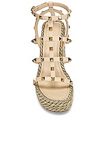 Valentino Garavani Rockstud Torchon Espadrille Wedges in Light Ivory, view 4, click to view large image.