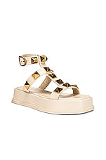 Valentino Garavani Roman Stud Sandals in Light Ivory, view 2, click to view large image.