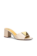 Valentino Garavani One Stud Mules in Light Ivory, view 2, click to view large image.