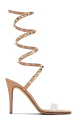 Valentino Garavani Wrap Around Rockstud Sandal in Transparent & Rose Cannelle, view 1, click to view large image.