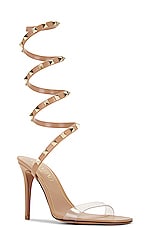 Valentino Garavani Wrap Around Rockstud Sandal in Transparent & Rose Cannelle, view 2, click to view large image.