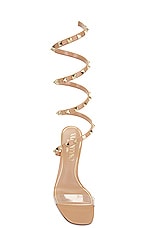 Valentino Garavani Wrap Around Rockstud Sandal in Transparent & Rose Cannelle, view 4, click to view large image.