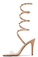 Valentino Garavani Wrap Around Rockstud Sandal in Transparent & Rose Cannelle, view 5, click to view large image.