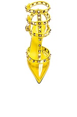 Valentino Garavani Rockstud Ankle Strap Pump in Shocking Yellow, view 4, click to view large image.