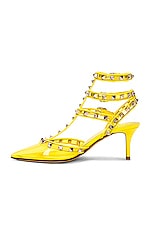 Valentino Garavani Rockstud Ankle Strap Pump in Shocking Yellow, view 5, click to view large image.
