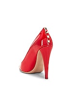 Valentino Garavani Rockstud Skin Pump in Rouge Pur, view 3, click to view large image.