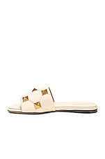 Valentino Garavani Roman Stud Quilted Slide in Light Ivory, view 5, click to view large image.