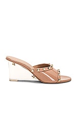 Valentino Garavani Rockstud Skin Wedge in Rose Cannelle & Transparent, view 1, click to view large image.