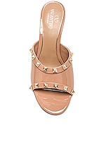 Valentino Garavani Rockstud Skin Wedge in Rose Cannelle & Transparent, view 4, click to view large image.