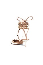 Valentino Garavani Rockstud Ankle Strap Pump in Ivory & Rose Cannelle, view 3, click to view large image.