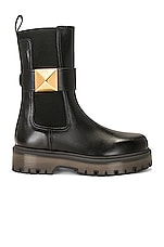 Valentino Garavani Beatle One Stud Boot in Black in Nero, view 1, click to view large image.