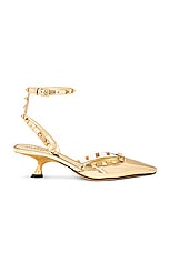 Valentino Garavani Rockstud Ankle Strap Pump in Antique Brass, view 1, click to view large image.