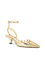 Valentino Garavani Rockstud Ankle Strap Pump in Antique Brass, view 2, click to view large image.