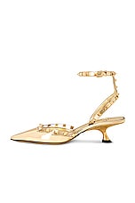 Valentino Garavani Rockstud Ankle Strap Pump in Antique Brass, view 5, click to view large image.