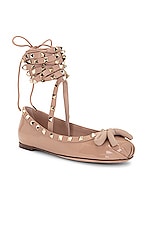 Valentino Garavani Rockstud Ballerina Flat in Rose Cannelle, view 2, click to view large image.