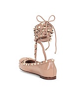 Valentino Garavani Rockstud Ballerina Flat in Rose Cannelle, view 3, click to view large image.