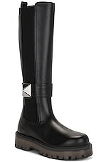 Valentino Garavani One Stud Boot in Black in Nero, view 2, click to view large image.