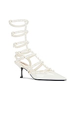 Valentino Garavani Rockstud Ankle Strap Pump in Ivory, view 2, click to view large image.