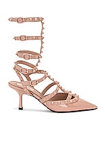 Valentino Garavani Rockstud Ankle Strap Pump in Rose Cannelle, view 1, click to view large image.