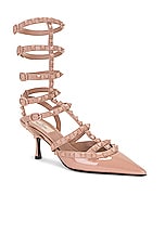 Valentino Garavani Rockstud Ankle Strap Pump in Rose Cannelle, view 2, click to view large image.