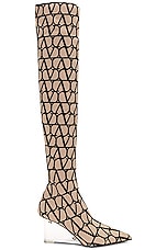 Valentino Garavani Iconographe Over The Knee Boot in Naturale, Nero, & Transparent, view 1, click to view large image.