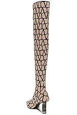 Valentino Garavani Iconographe Over The Knee Boot in Naturale, Nero, & Transparent, view 3, click to view large image.