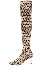 Valentino Garavani Iconographe Over The Knee Boot in Naturale, Nero, & Transparent, view 5, click to view large image.
