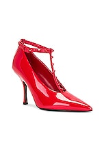 Valentino Garavani Rockstud Ankle Strap Pump in Rouge Pur, view 2, click to view large image.