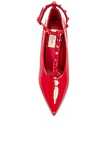Valentino Garavani Rockstud Ankle Strap Pump in Rouge Pur, view 4, click to view large image.