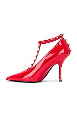 Valentino Garavani Rockstud Ankle Strap Pump in Rouge Pur, view 5, click to view large image.