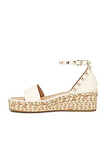Valentino Garavani Rockstud Espadrille Sandal in Light Ivory & Naturale, view 5, click to view large image.