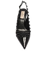 Valentino Garavani Rockstud Bow Sling Back Pump in Nero, view 4, click to view large image.