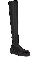 Valentino Garavani Rockstud M-Way Over The Knee Boot in Nero, view 2, click to view large image.