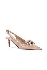 Valentino Garavani Rockstud Bow Sling Back Pump in Rose Cannelle, view 2, click to view large image.