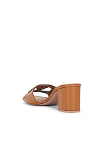 Valentino Garavani V Logo Cut Out Mule in Almond Beige & Antique Brass, view 3, click to view large image.
