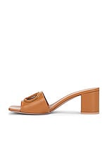 Valentino Garavani V Logo Cut Out Mule in Almond Beige & Antique Brass, view 5, click to view large image.