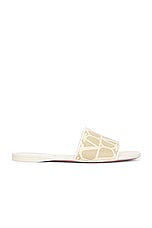 Valentino Garavani Toile Iconographe Slide in Naturale & Ivory, view 1, click to view large image.