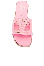 Valentino Garavani V Logo Cut Out Slide in Bubble & Antique Brass, view 4, click to view large image.
