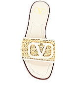 Valentino Garavani V Logo Signature Slide in Naturale & Light Ivory, view 4, click to view large image.
