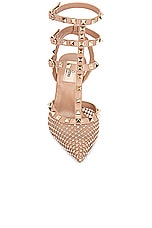 Valentino Garavani Rockstud Ankle Strap Pump in Silk & Rose Cannelle, view 4, click to view large image.
