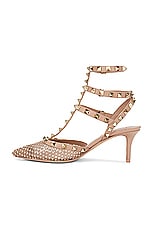 Valentino Garavani Rockstud Ankle Strap Pump in Silk & Rose Cannelle, view 5, click to view large image.