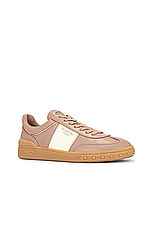 Valentino Garavani Upvillage Sneaker in Rose Cannelle, Ivory, Platino, & Ambra, view 2, click to view large image.