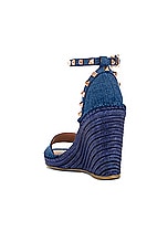 Valentino Garavani Rockstud Wedge Espadrille in Denim & Rose Cannelle, view 3, click to view large image.