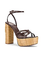 Valentino Garavani Raflower Sandal in Cacao & Tabacco, view 2, click to view large image.