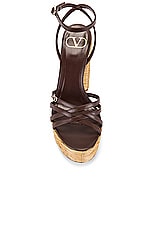 Valentino Garavani Raflower Sandal in Cacao & Tabacco, view 4, click to view large image.