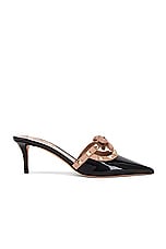 Valentino Garavani Rockstud Bow Mule in Nero & Rose Cannelle, view 1, click to view large image.