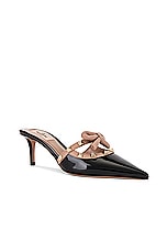 Valentino Garavani Rockstud Bow Mule in Nero & Rose Cannelle, view 2, click to view large image.
