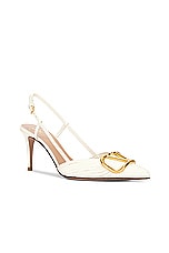 Valentino Garavani V Logo Signature Sling Back Pump in Ivory, view 2, click to view large image.