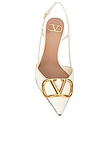 Valentino Garavani V Logo Signature Sling Back Pump in Ivory, view 4, click to view large image.